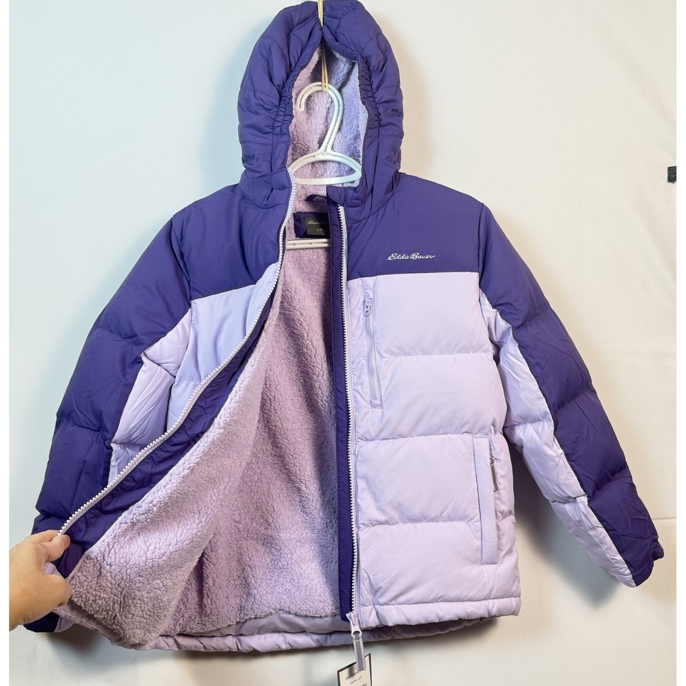 Eddie Bauer Kids Classic Down Puffer Jacket Pastel Lilac Medium Outerwear NEW - Picture 7 of 16